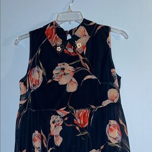 NWT Junona Brand Blue Tan Floral Sleeveless Dress size 40 euro 10 US